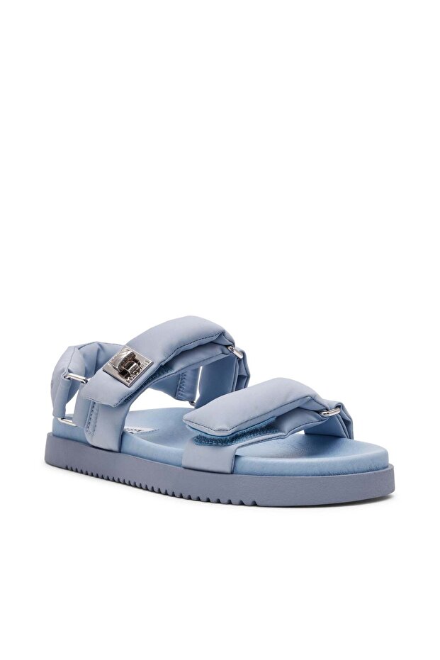Monat Women's Blue Nylon Flat Sandals