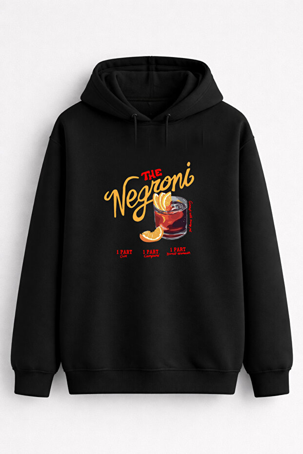 Negroni Printed Black Hooded Sweatshirt Hoodie