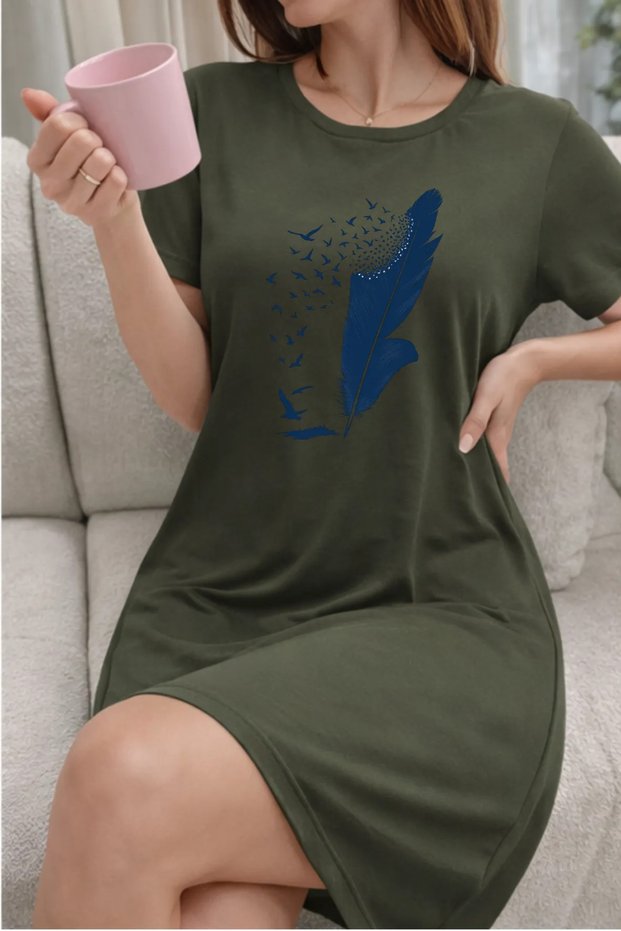 Plus Size Women's Short Sleeve Crew Neck T-Shirt Dress Nightgown