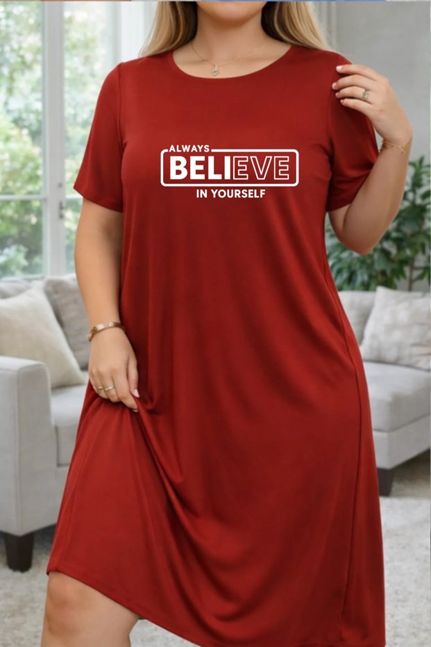 Women's Short Sleeve Crew Neck T-Shirt Dress Nightgown