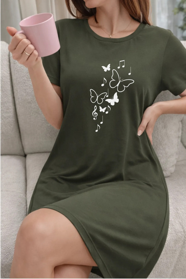 Women's Short Sleeve Crew Neck T-Shirt Dress Nightgown