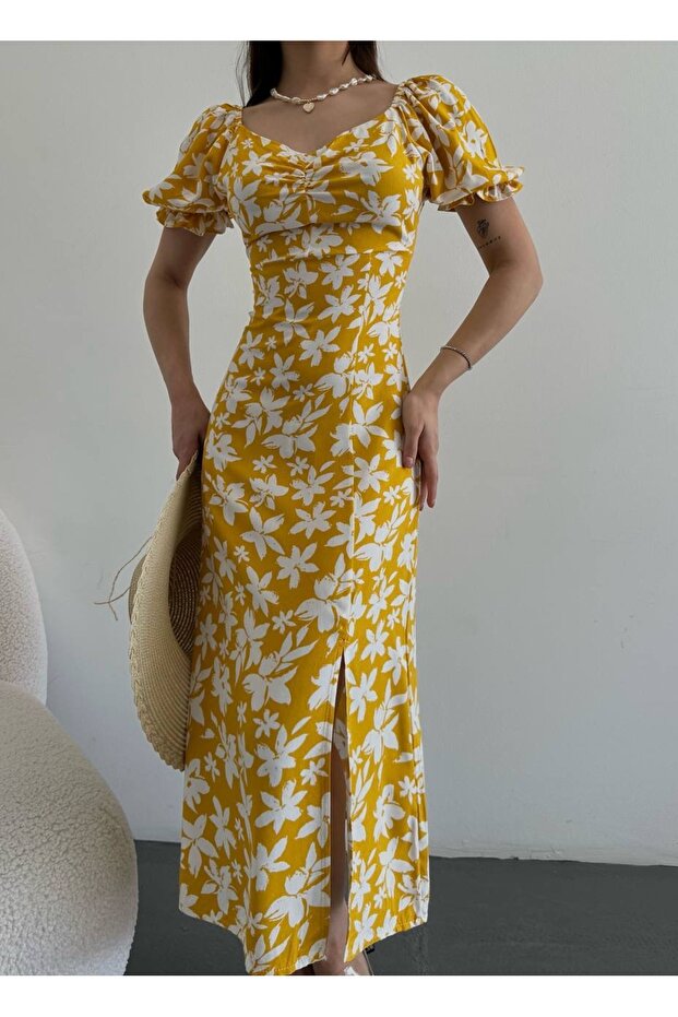 Viskon- Sandık Yaka Elbise - 1