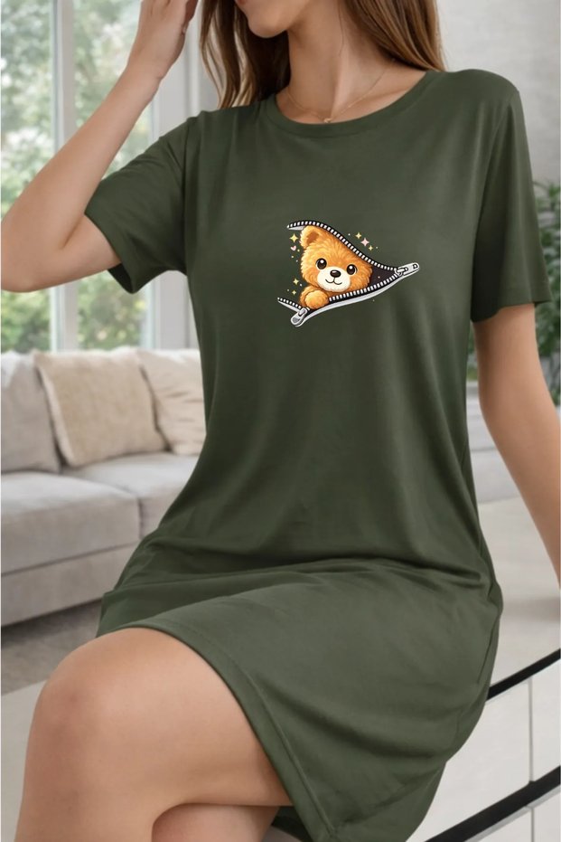 Women's Short Sleeve Crew Neck T-Shirt Dress Nightgown