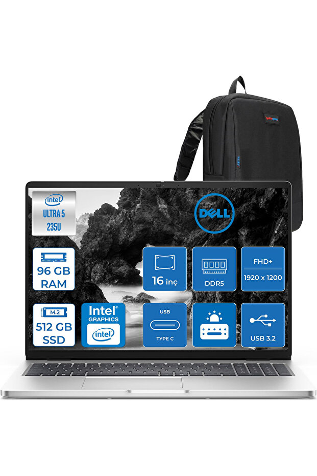Pro 16 Ultra 5 235U 96GB Ddr5 512GB SSD FDOS 16 Inç IPS Fullhd+ PC16250BTO105F37 + Zetta Çanta - 1