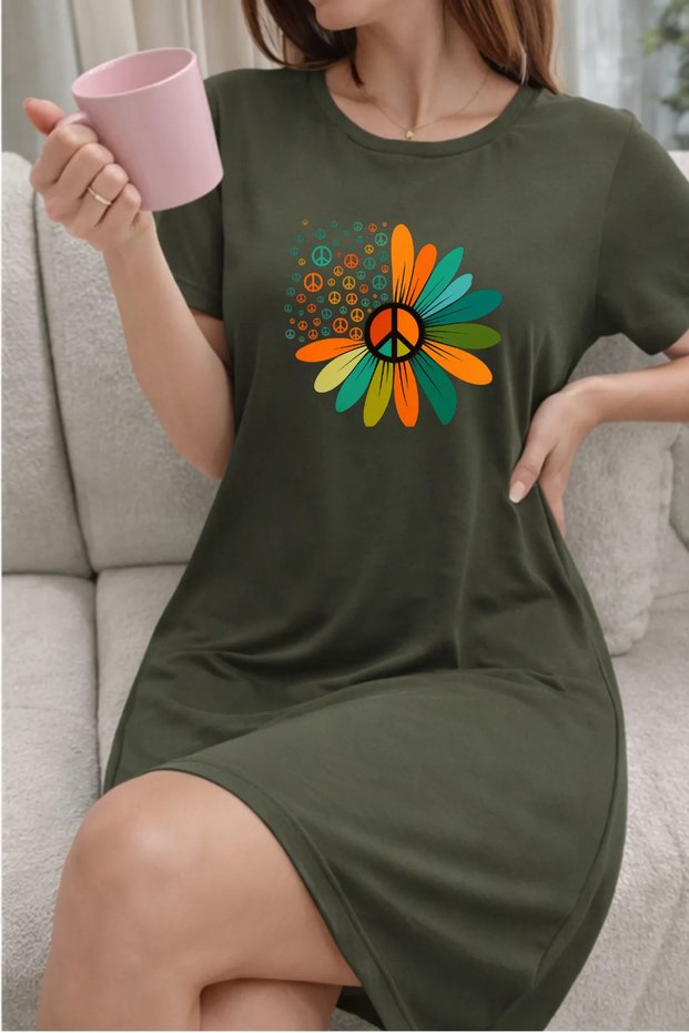 Women's Short Sleeve Crew Neck T-Shirt Dress Nightgown