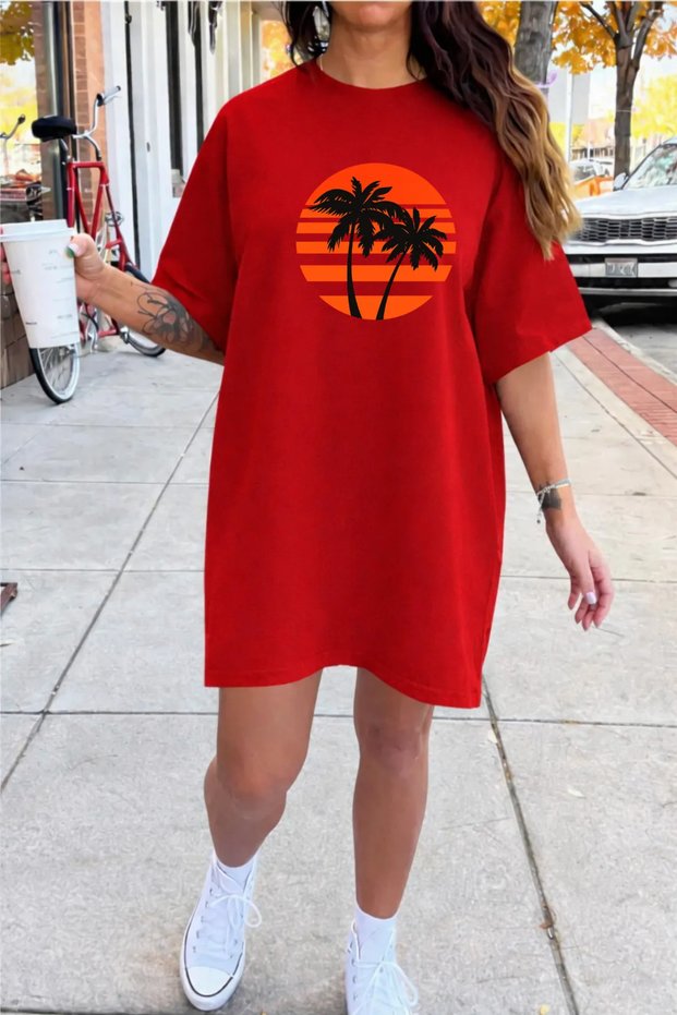 Women's Short Sleeve Crew Neck T-Shirt Dress Nightgown