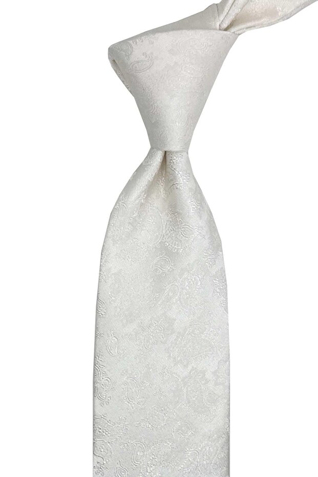 Svizzera Style White Shawl Pattern Italian Silk Tie İk2295