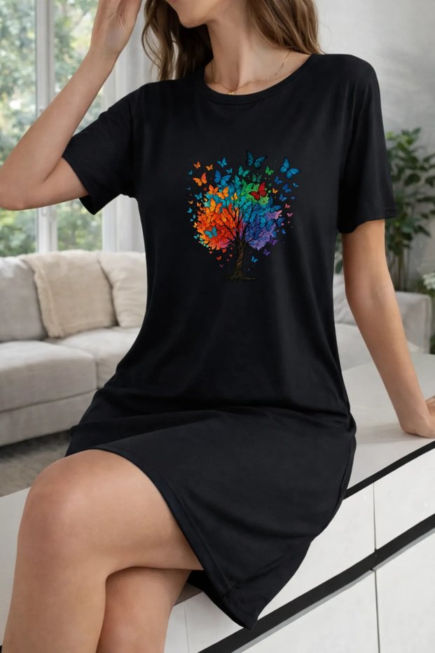 Plus Size Women's Short Sleeve Crew Neck T-Shirt Dress Nightgown