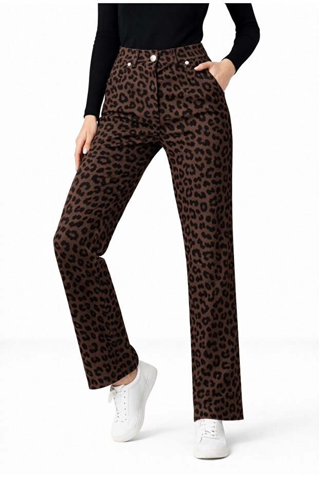 بنطلون مريح مزدوج بنقشة الفهد - 4