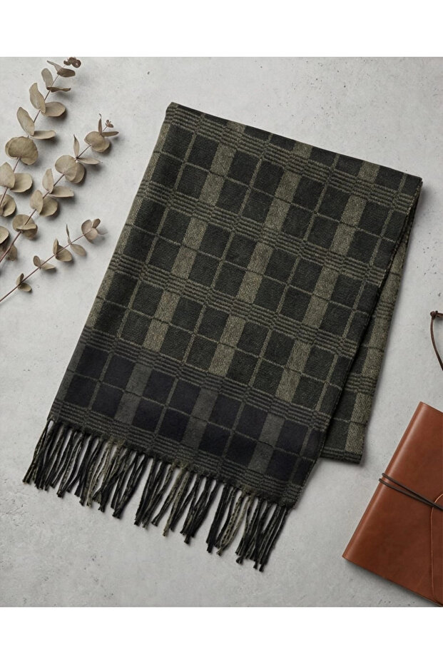 Checked pattern double-sided scarf - 8