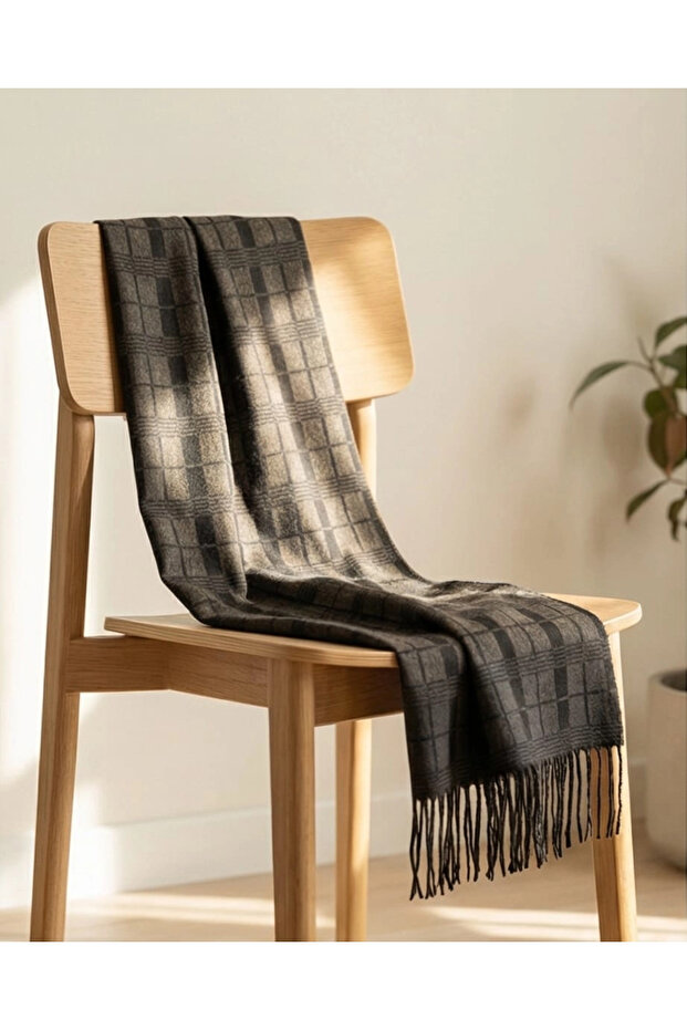 Checked pattern double-sided scarf - 6