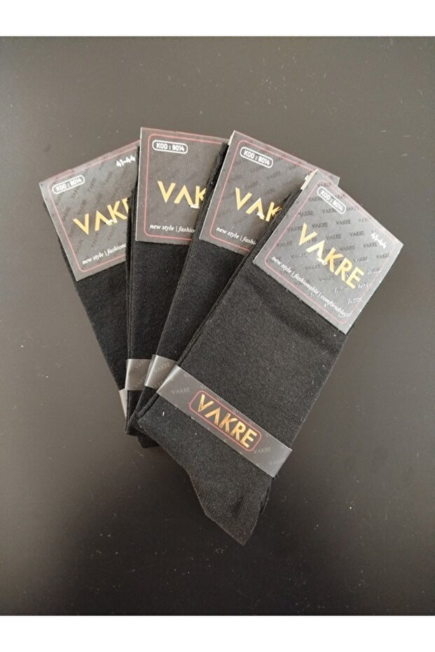 جوارب رجالية قطنية سوداء اللون مكونة من 4 قطع بلون واحد - 4