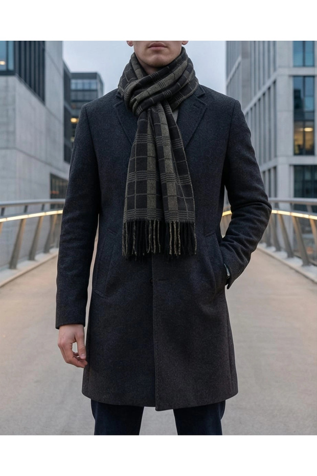 Checked pattern double-sided scarf - 3