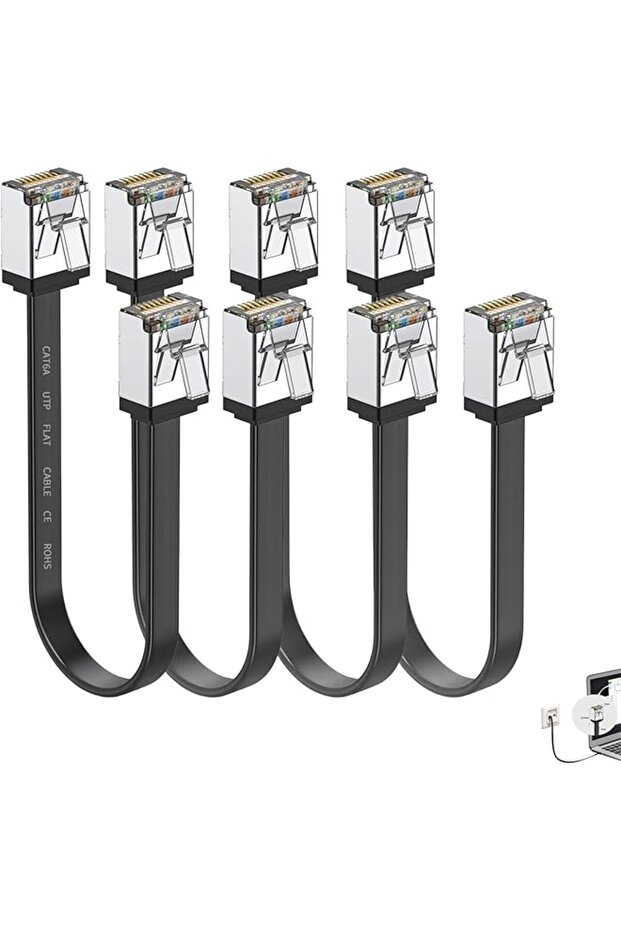 4 Pcs 0.5 Foot CAT6 Flat Ethernet Cable, 10Gbps/250MHz, Short Crystal RJ45 Connector, Ideal for Xbox