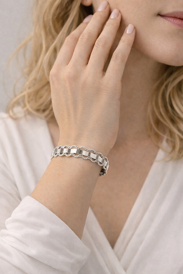 Dalgalı Çelik Bileklik - 1