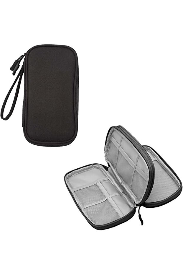 Electronics Accessories Organizer Bag, Double-Layer Cable Organiser Bag for Cable, Power Bank, Earph