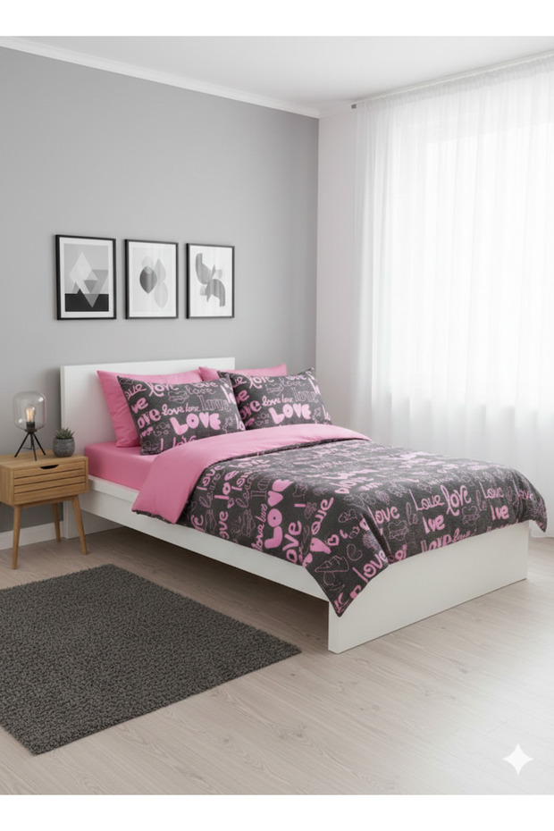 DESIGN OF COLORS DOUBLE BED SHEET SET (WITH ELASTICED SHEET)