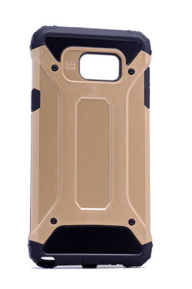 Galaxy S6 Edge Compatible - Case Double Layer Protective Crash Military Tank Case - Gold