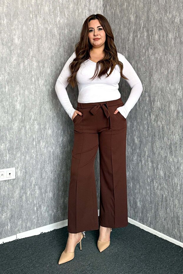 Women's Belted Plus Size Trousers 3333