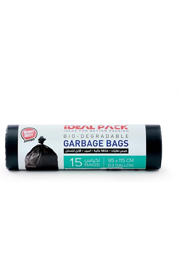 Bio-Degradable Eco friendly Garbage bags -15 bags-63 Gallon (95*115cm)
