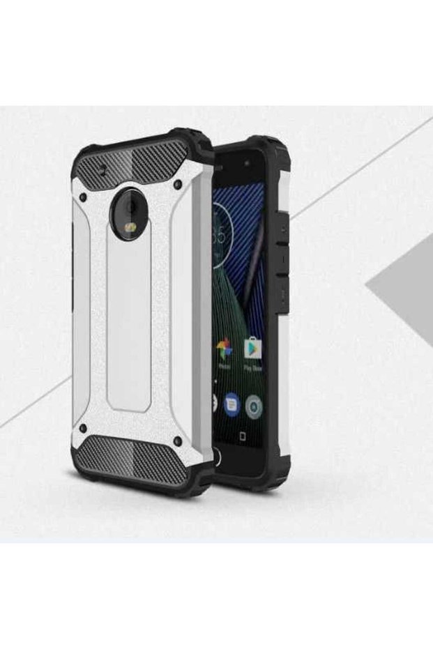 Lenovo Moto E4 Compatible Case Double Layer Protective Crash Military Tank Case - Gray