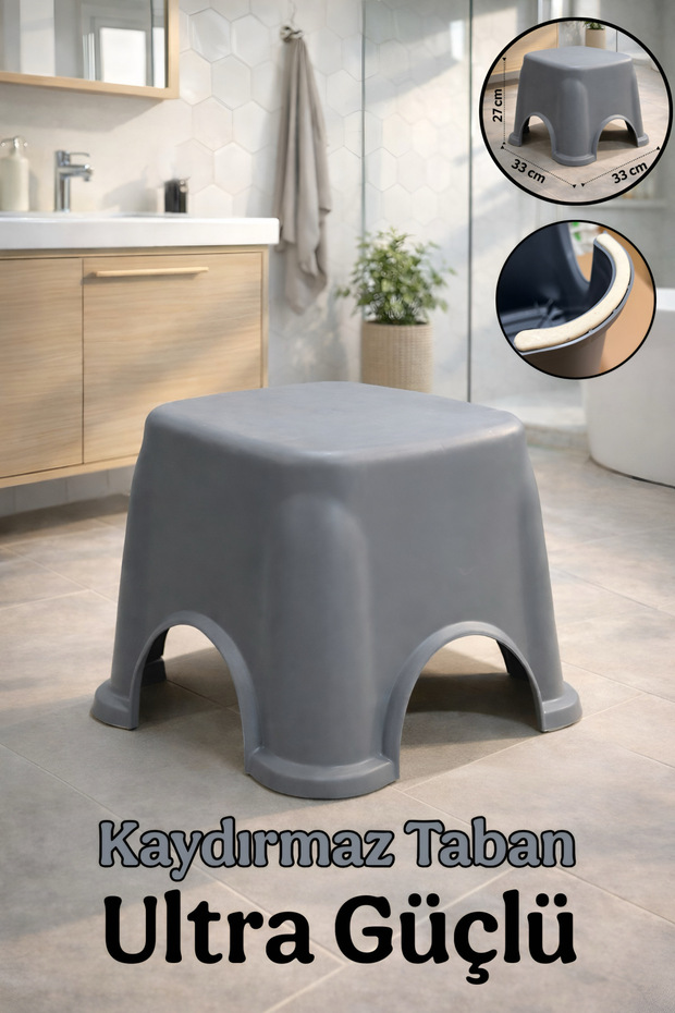 Six Elastic Non-Slip Luxury Square Strong Multi-Purpose White Bathroom Stool