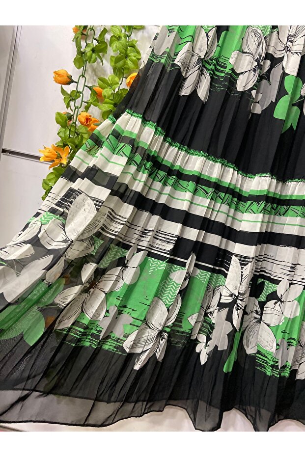 Patterned layered chiffon skirt lined - 3