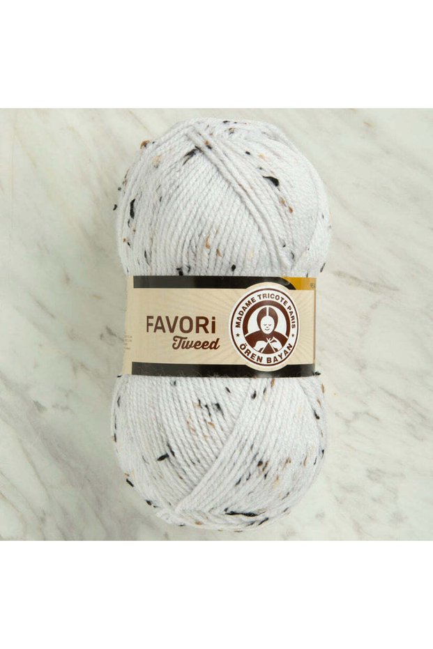 Favori̇ Tweed White Hand Knitting Yarn (3 Pieces) - Color: 100B