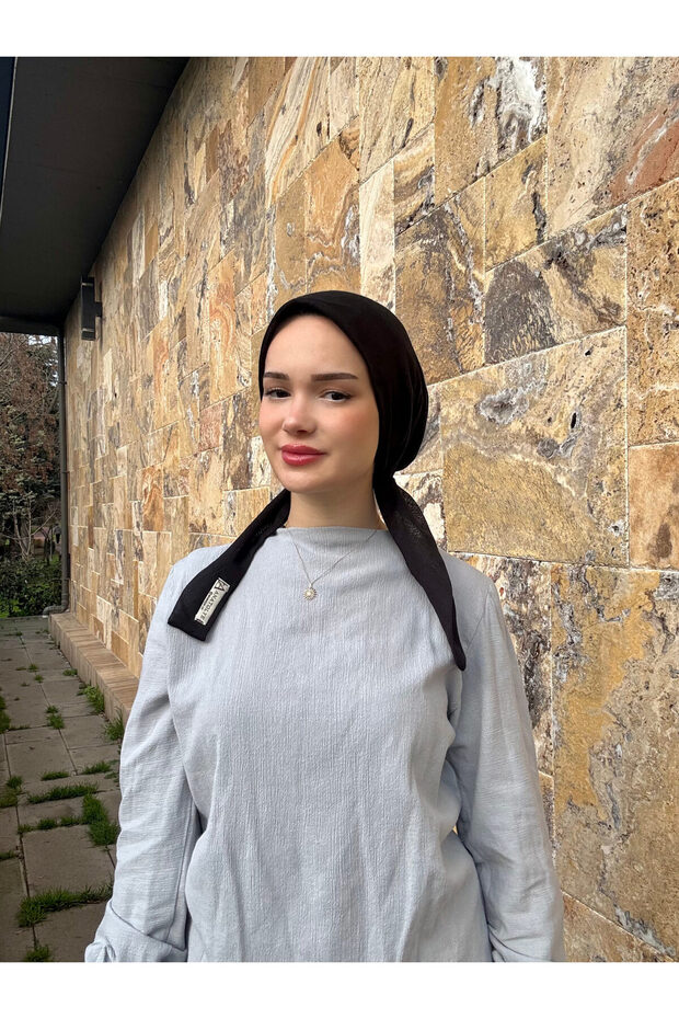 Siyah Tülbent Eşarp Bone - 2