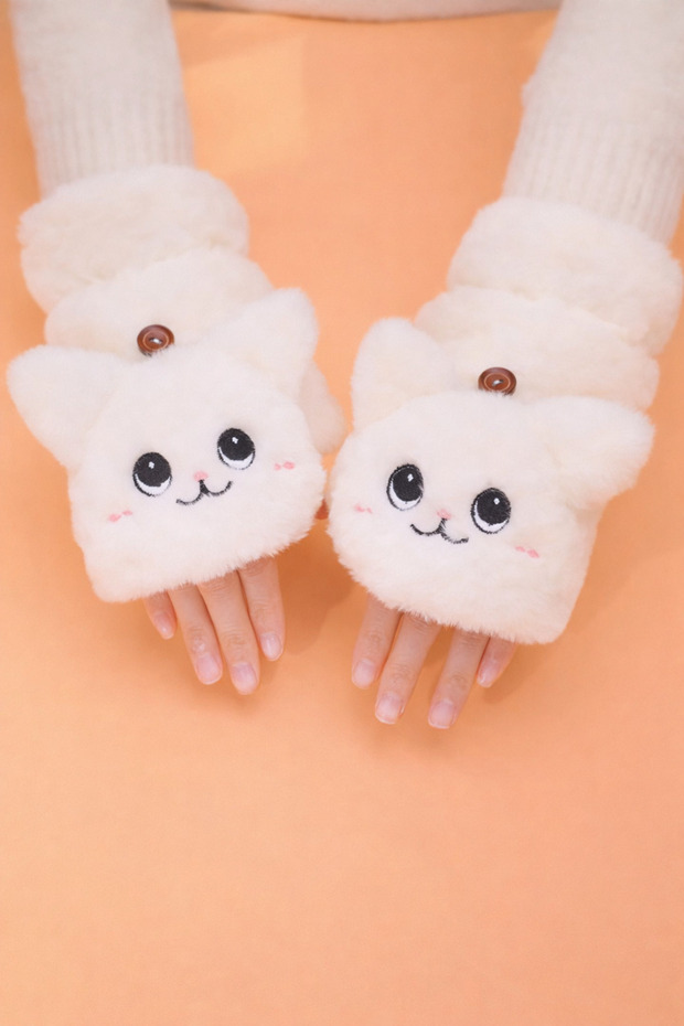 Sevimli Hayvan Figürlü Peluş Eldiven - 5