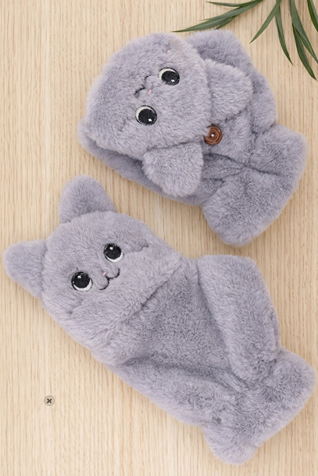 Sevimli Hayvan Figürlü Peluş Eldiven - 1