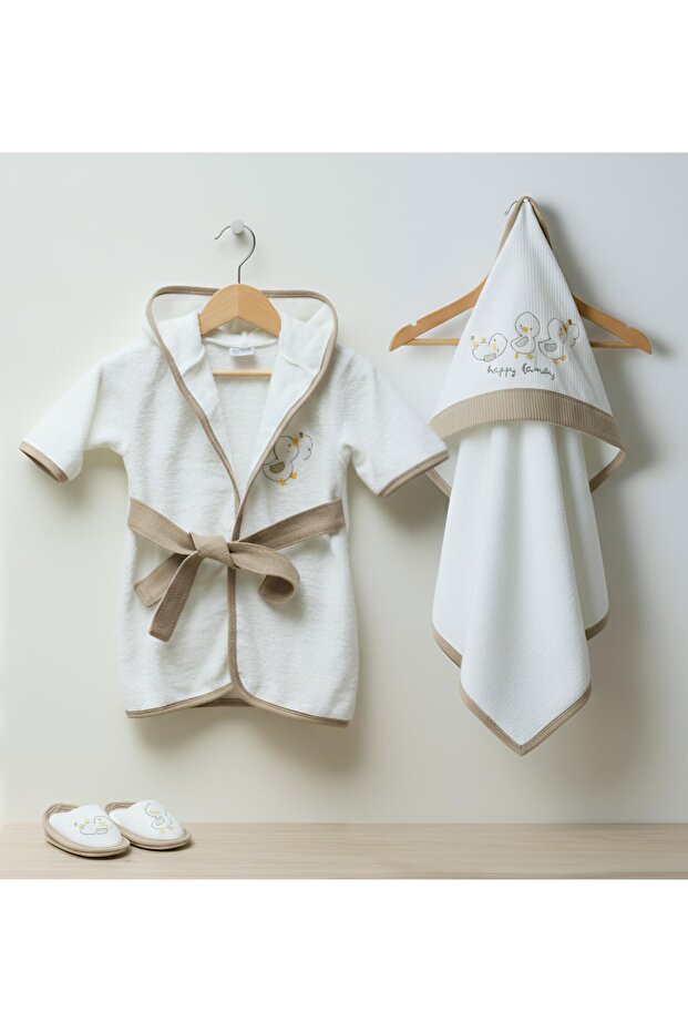 Duck Patterned Luxury Baby Bathrobe Towel Set 2 Years / Uni