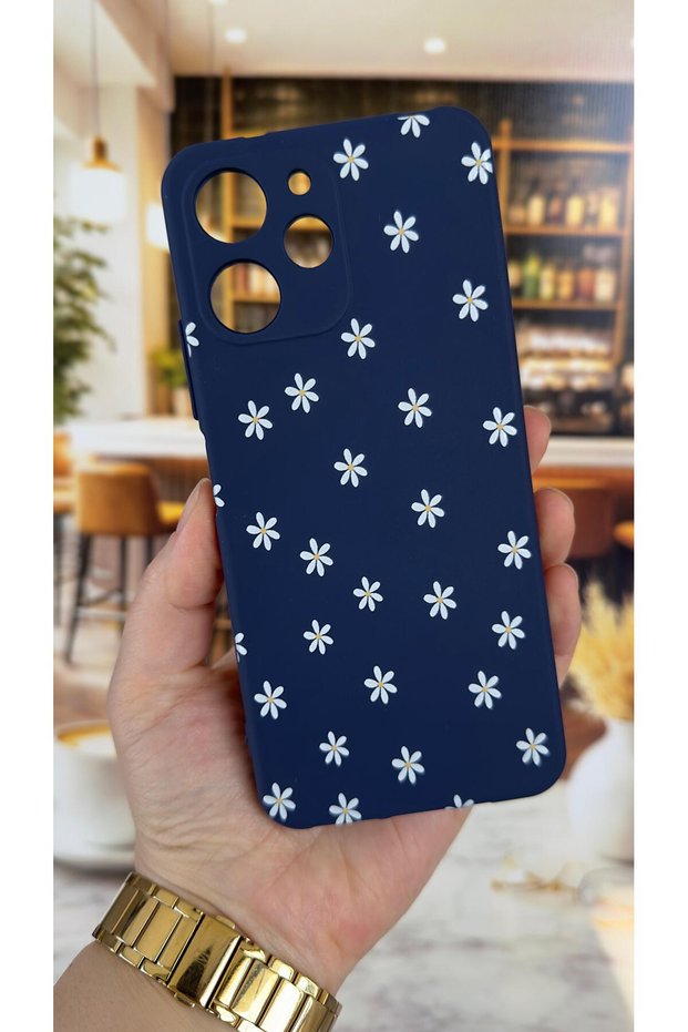 Redmi 12 Compatible Mini Daisy Patterned Silicone Shock Absorbing Classic Protected Rubber Case