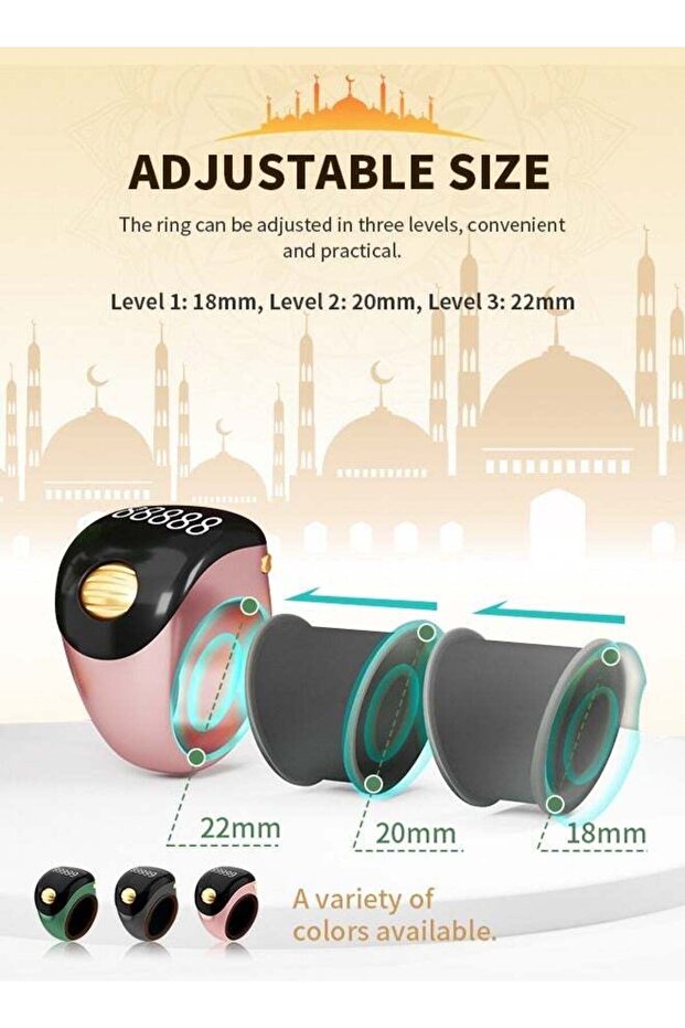 Tasbeeh Ring with OLED Display, Roller Smart Counter - 5