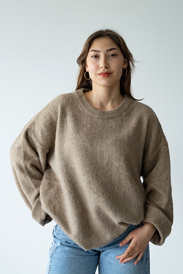 ŞARDONLU SARI OVERSIZE KAZAK - 1