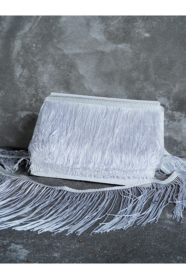 White Fringed Tassel Ribbon 15 cm – (1 Meter) Decorative Textile Accessory, Dress Curtain Bag Ornament
