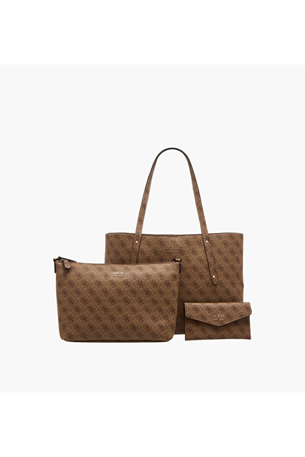 Brenton Monogram Print Tote Bag with Shoulder Bag and Wallet