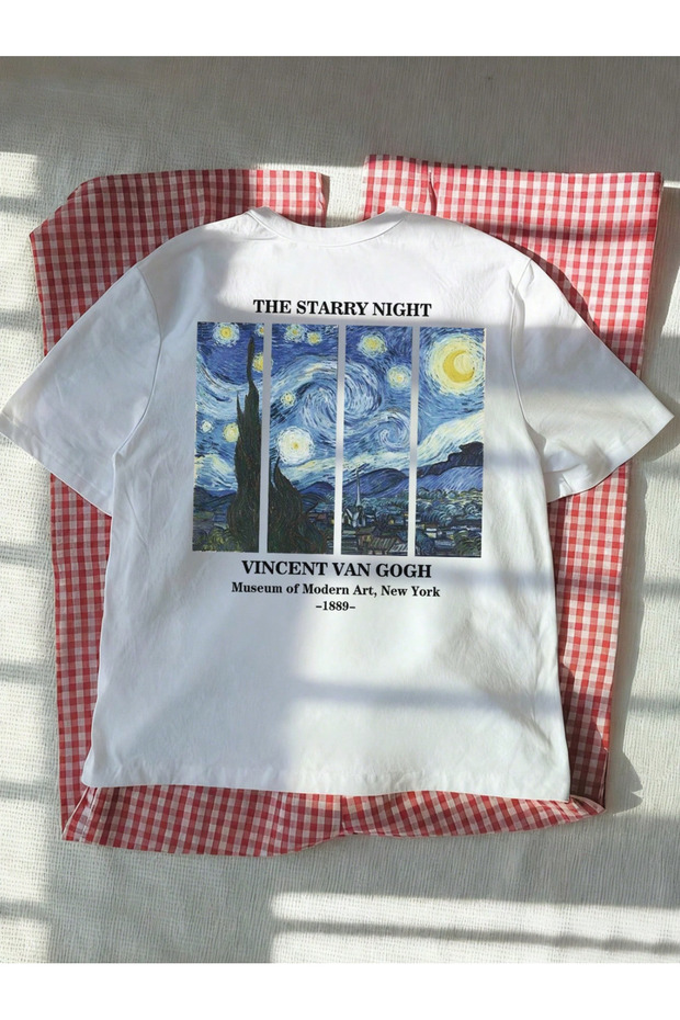 Unisex Casual Short Sleeve Vincent Van Gogh Printed Teenager Oversized Tshirt