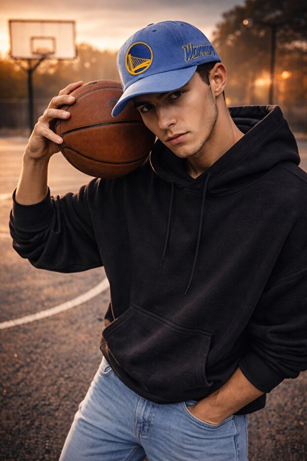 Blue Embroidered Warriors Baseball Cap - 100% Cotton Gabardine Unisex Cap