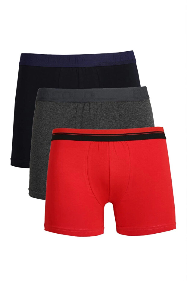 Men's Combed Cotton 3-Piece Boxer Black-Smoke-Red