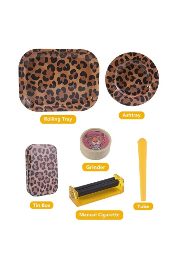 Leopar desenli tepsi set - 1