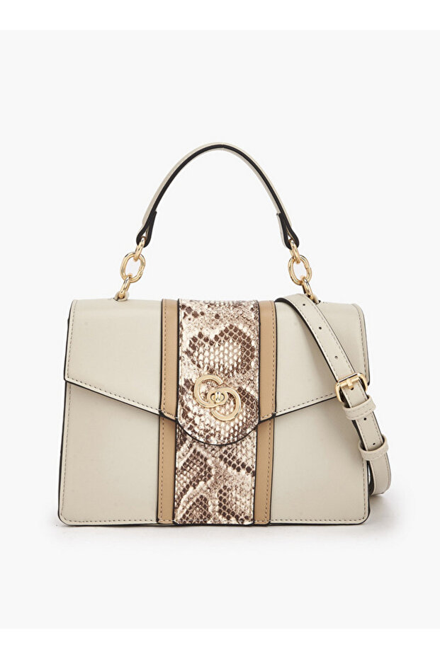 Printed Satchel Bag with Grab Handle