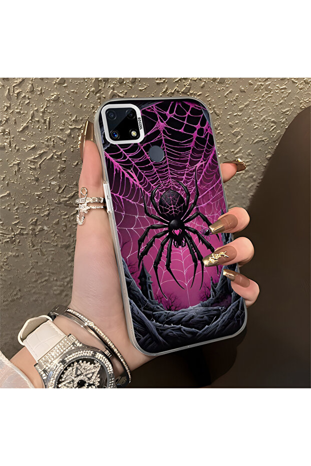 حافظة صلبة رفيعة مع حماية للكاميرا بنمط الشمس، متوافقة مع هاتف Realme C15 - 2