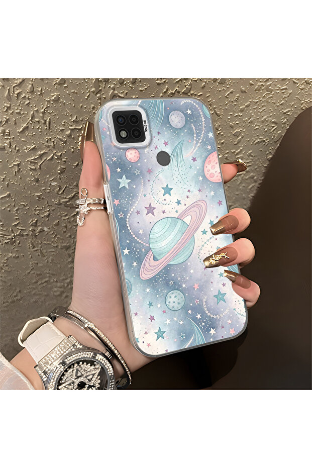 Camera Protected Slim Hard Case Compatible with Poco C31 Space Patterned - 2