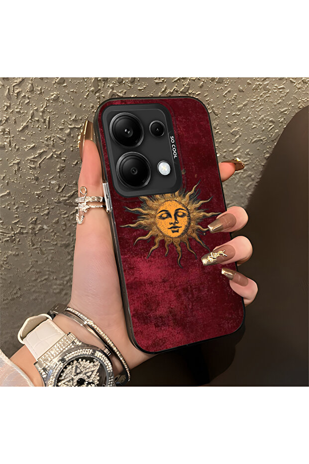 حافظة صلبة رفيعة بنمط الشمس متوافقة مع هاتف Poco M6 Pro 4G مع حماية للكاميرا - 2