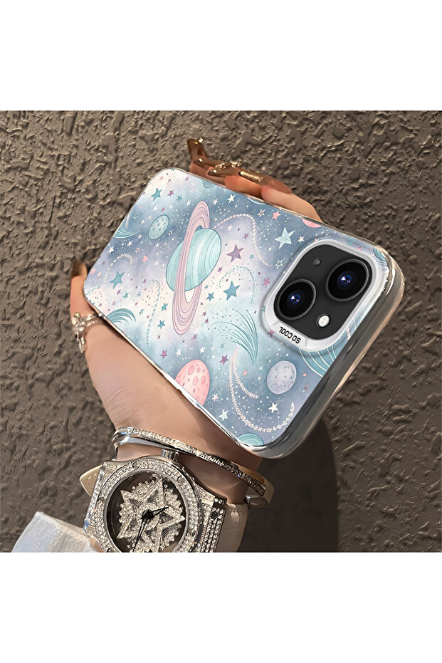 غطاء حماية نحيف وصلب للكاميرا متوافق مع هاتف iPhone 15 Plus بنمط فضائي - 3