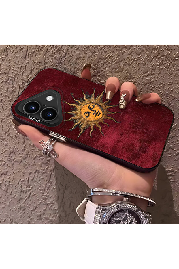 غطاء حماية نحيف وصلب للكاميرا بنمط الشمس، متوافق مع هاتف iPhone 16 - 1