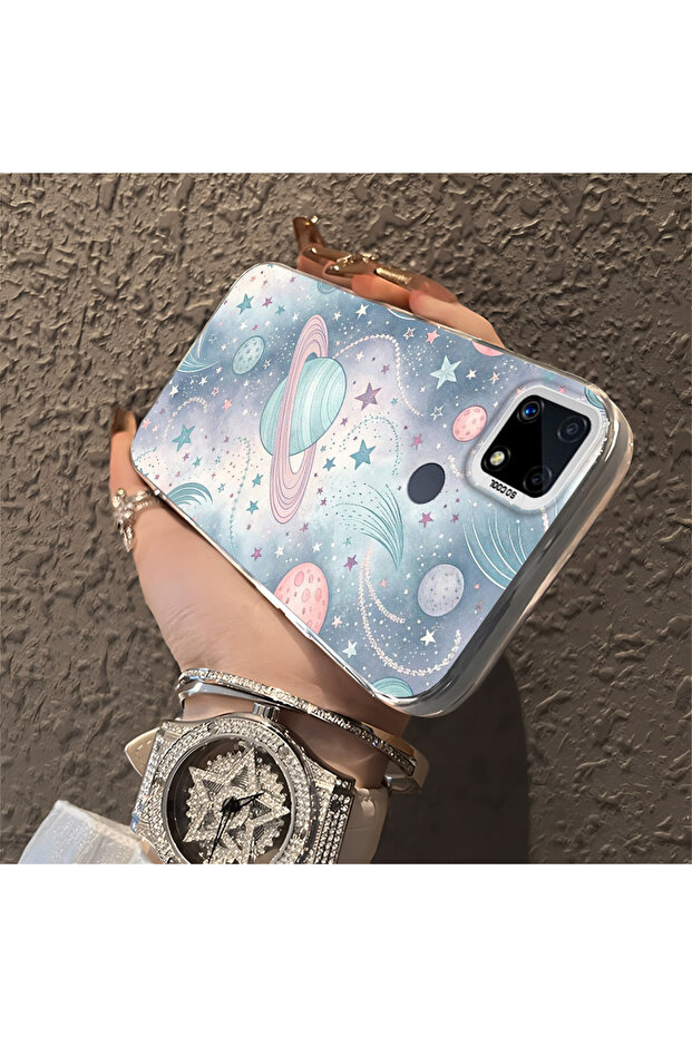 حافظة صلبة رفيعة بنمط فضائي مع حماية للكاميرا متوافقة مع هاتف Realme C15 - 3