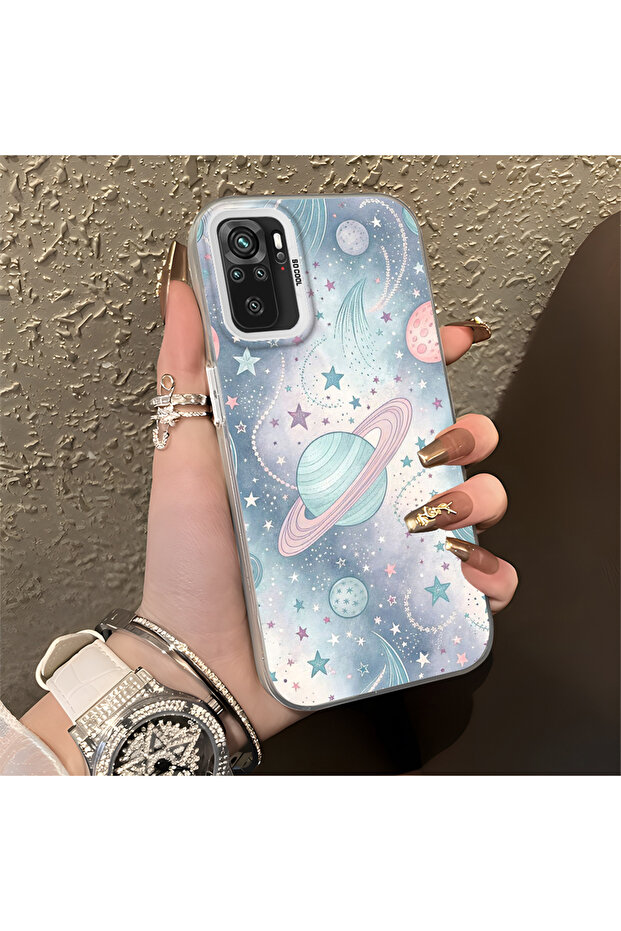 Camera Protected Slim Hard Case Compatible with Redmi Note 10S Space Pattern - 2