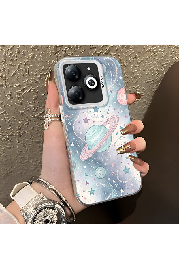 حافظة صلبة رفيعة مع حماية للكاميرا بنمط فضائي متوافقة مع هاتف Tecno Spark 20C - 2